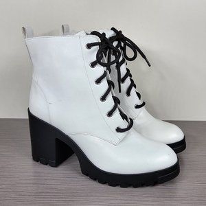 BP. Masson Bootie, White Faux Leather Womens Sz 8